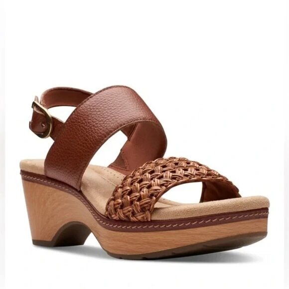 Clarks Womens Seannah Step Woven Strap Clog Sandals Brown Size 7 MSRP $99 - Picture 1 of 5